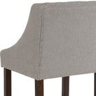 Flash Furniture Carmel 24"H Transitional Walnut Counter Height Stool with Accent Nail Trim - Light Grey Fabric - 2 Pack-Curved Nailhead Trimmed Arms