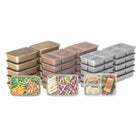 Bentgo - Prep Kit de préparation de repas 60 pièces - Collection Gleam Metallics-Plateaux De Repas Parfaits Pour Les Portions : pas besoin de mesurer vos portions - le volume est déjà en relief sur le plateau