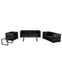 Flash Furniture HERCULES Regal Series Reception Set - Black LeatherSoft-Contemporary Reception Set