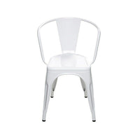 Nicer Furniture Stackable Industrial Tolix A Style Armchair - White-Indoor/Outdoor Arm Chair
