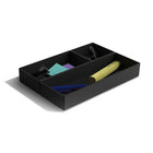TRU RED 3 Piece Plastic Drawer Organizer - Black-This multi-piece organizer helps keep your desk or drawer clutter-free, putting paper clips, pens, stickies, and more at your fingertips