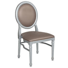 Flash Furniture HERCULES Series King Louis Chair with Taupe Vinyl Back & Seat & Silver Frame-Vinyl Padded Rounded Back
