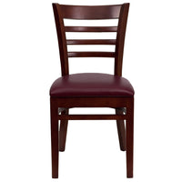 Flash Furniture HERCULES Series Vertical Slat Back Mahogany Wood Restaurant Barstool - 2 Pack-Set of 2 Wood Dining Chairs