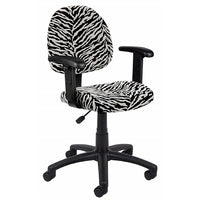 Nicer Furniture Perfect Posture Deluxe Microfiber Task Chair with Adjustable Arms - Zebra-Thick padded seat with built-in back and lumbar support reduces stress on legs.