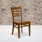 Flash Furniture HERCULES Series Ladder Back Cherry Wood Restaurant Chair - 2 Pack-Mortise and Tenon Style Construction with metal wood screw reinforcements