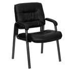 Flash Furniture Black Leather Executive Side Reception Chair with Titanium Frame Finish-Contemporary Style