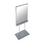 Azar Medium Acrylic Block Sign Holder On Chrome Stand For Counter, 8.5" x 5.5" (104563)-Sign Holder