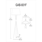 Dainolite Gabriela Transitional Incandescent Floor Lamp - 1 Light - Aged Brass with White Shade-Dimensions: 61.5" H x 26" W x 26" D