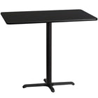 Flash Furniture 30'' x 48'' Rectangular Laminate Table Top, Black with 22'' x 30'' Bar-Height Table Base (XUBK3048T2230B)-Bar Height Hospitality Table