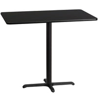Flash Furniture 30'' x 48'' Rectangular Laminate Table Top, Black with 22'' x 30'' Bar-Height Table Base (XUBK3048T2230B)-Bar Height Hospitality Table