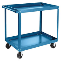 Kleton Knocked-Down Shelf Carts, 2 Shelves, 5" Polyolefin Casters, 24"W. x 48"D. x 36"H.-16-gauge steel shelves with 2-1/2" high lip