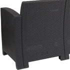 Flash Furniture Dark Gray Faux Rattan Sofa with All-Weather Light Gray Cushions-CA117 Fire Retardant Foam
