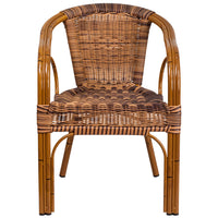 Flash Furniture Cadiz Series Rattan Restaurant Patio Chair with Red Bamboo-Aluminum Frame, Burning Brown (SDAAD632009D1)-Outdoor Restaruant Furniture
