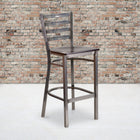 Flash Furniture - Tabouret de restaurant de la série HERCULES en métal transparent à dossier échelle - siège en bois de noyer-Assemblage soudé