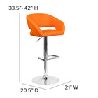 Flash Furniture - Tabouret de bar contemporain à hauteur ajustable en vinyle orange avec base chromée (CH-122070-ORG-GG)-Appui - pieds