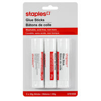 Staples Washable Glue Sticks - 20g - 3 Pack-Glue sticks for school and crafting applications