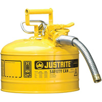 Justrite Type II AccuFlow Safety Cans, 1" x 11 1/2" x 12, Yellow-AccuFlow™ exclusive Safe-Squeeze® trigger mechanism allows for smooth flow and accurate pouring