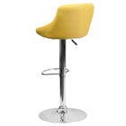 Flash Furniture Contemporary Yellow Vinyl Bucket Seat Adjustable Height Barstool with Diamond Pattern Back & Chrome Base-Quilted Design Covering
