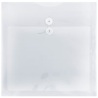 JAM Paper Plastic Envelopes with Button and String Tie Closure, 13 x 13 square, Clear Poly, 12 Pack (1241705)-Clear