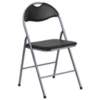 Flash Furniture HERCULES Vinyl Metal Folding Chair with Carrying Handle - Black - 4 Pack-1" Thick Foam Padded Seat