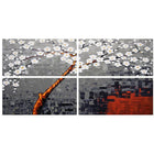 Design Art Abstract Grey and White Flowers, 5 Piece Canvas Print, (PT2001-64X32-4P)-Print