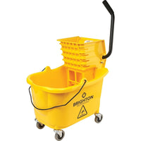 Staples Mop Bucket, Yellow, 35 Quart-Mop bucket with side-press wringer