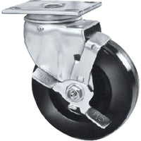 Algood Heavy-Duty Emaxx Kingpin Caster, Swivel With Brake, 4" (101.6 Mm), Phenolic, 800 Lbs. (363 Kg.) - 2 Pack-Bolt Hole Size 3/8" (9.52 mm)