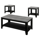 Monarch Specialties 7992P Table Set - 3Pcs Set/Black/Grey Top-Ideal match for your sofa with a versatile wood look