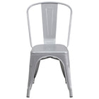 Flash Furniture Commercial Grade Silver Metal Indoor-Outdoor Stackable Chair-Set of 4 Stackable Bistro Style Chairs