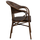 Flash Furniture Milano Series Bark Brown Rattan Restaurant Patio Chair with Bamboo-Aluminum Frame-Curved Back