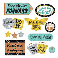TREND enterprises Inc. I Love Metal - Phrases Bulletin Board Set - 18 Pack-Set of diecut decorative paper strips with motivational messages