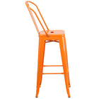 Flash Furniture Commercial Grade 30" High Orange Metal Indoor-Outdoor Barstool with Back-Seat Drain Hole assists in drying