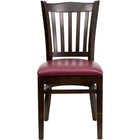 Flash Furniture HERCULES Series Vertical Slat Back Walnut Wood Restaurant Chair - Burgundy Vinyl Seat-Wood Chair