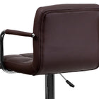 Flash Furniture Contemporary Brown Quilted Vinyl Adjustable Height Barstool with Arms & Chrome Base-CA117 Fire Retardant Foam