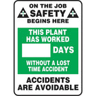 Write-A-Day Scoreboards, This plant has worked XX days without a lost time accident, SAV222-Language - English