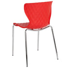 Flash Furniture - Chaise Lowell empilable de conception contemporaine en plastique rouge-Dossier et siège à motifs diamants ondulés