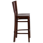 Flash Furniture Lacey Series Solid Back Walnut Wood Restaurant Barstool - 2 Pack-.625" Thick Beechwood Seat