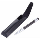 Troika Drehmoment Ballpoint Pen with Meditation Ring-The noble pin made of carbon and brass comes in a chic faux leather case