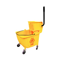 Globe Commercial Products Sidepress Bucket and Wringer - 35 QT - Yellow-Smooth surface for easy cleaning