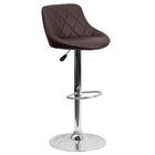 Flash Furniture – Tabouret de bar ajustable à siège baquet en vinyle brun et à pied chromé (CH82028ABRN)-Conception à dossier bas