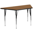 Flash Furniture 30''W x 60''L Trapezoid Activity Table with Thermal Fused Laminate Top and Standard Height Adjustable Legs, Oak-Oak Laminate