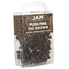 JAM Paper Push Pins, Chocolate Brown Pushpins, 3 Packs of 100, 300 Total (222419049g)-Finish: Smooth