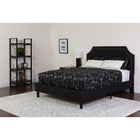 Flash Furniture Brighton Full Size Tufted Upholstered Platform Bed with Pocket Spring Mattress - Black Fabric-Arched Headboard