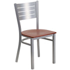 Flash Furniture HERCULES Series Silver Slat Back Metal Restaurant Chair - Cherry Wood Seat-500 lb. Weight Capacity