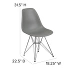 Flash Furniture Elon Series Plastic Chair with Chrome Base - Moss Grey-Designed for Commercial Use
