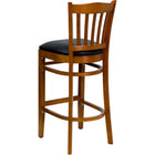 Flash Furniture HERCULES Series Vertical Slat Back Cherry Wood Restaurant Barstool - Black Vinyl Seat - 2 Pack-2.5" Thick Foam Padded Seat