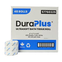 DuraPlus 2-Ply Bathroom Tissue - White - 420 Sheets - 48 Pack-Decoratively embossed and individually wrapped