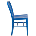 Flash Furniture Commercial Grade Blue Metal Indoor-Outdoor Chairs - 2 Pack-Curved Vertical Slat Back