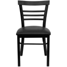 Flash Furniture HERCULES Series Black Three-Slat Ladder Back Metal Restaurant Chair - Black Vinyl Seat - 2 Pack-Set of 2 Metal Dining Chairs