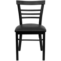 Flash Furniture HERCULES Series Black Three-Slat Ladder Back Metal Restaurant Chair - Black Vinyl Seat - 2 Pack-Set of 2 Metal Dining Chairs